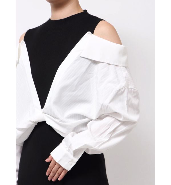 LAGUNAMOON「シャツドッキングリブニットワンピース」|ワンピース|