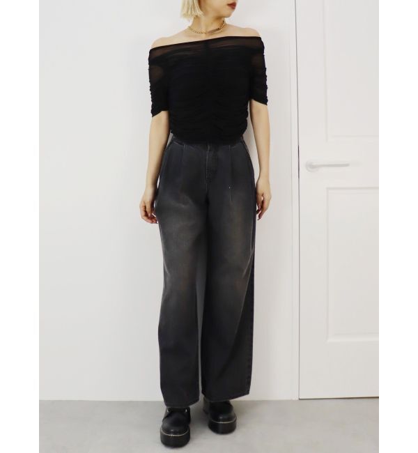 EVRIS「チュールギャザートップス」|Tシャツ・カットソー|