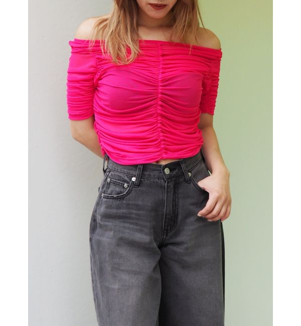 EVRIS「チュールギャザートップス」|Tシャツ・カットソー|