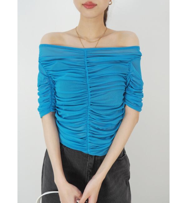 EVRIS「チュールギャザートップス」|Tシャツ・カットソー|