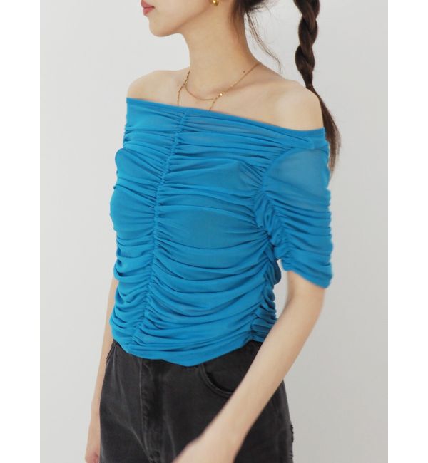 EVRIS「チュールギャザートップス」|Tシャツ・カットソー|