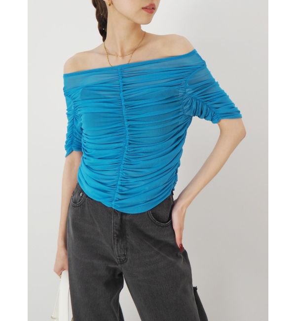 EVRIS「チュールギャザートップス」|Tシャツ・カットソー|