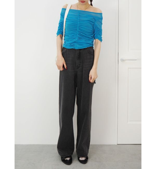 EVRIS「チュールギャザートップス」|Tシャツ・カットソー|