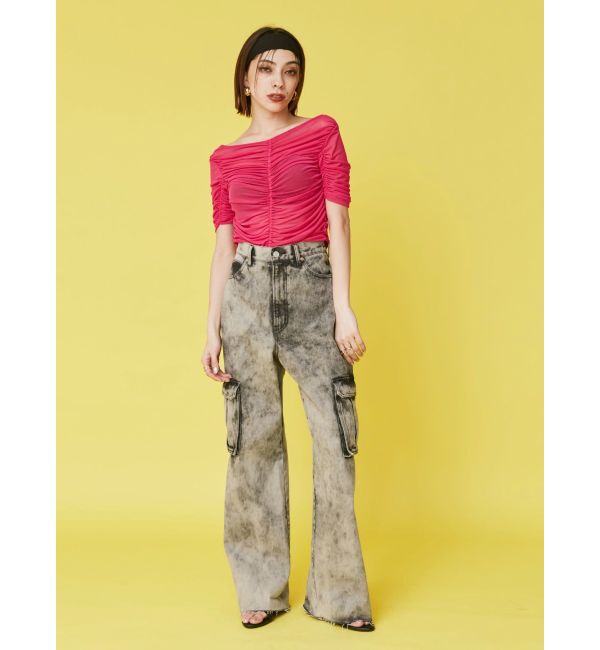 EVRIS「チュールギャザートップス」|Tシャツ・カットソー|