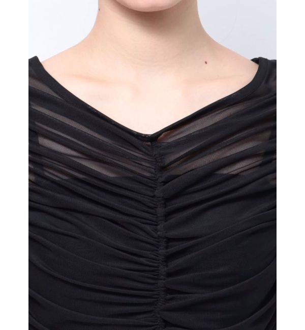 EVRIS「チュールギャザートップス」|Tシャツ・カットソー|