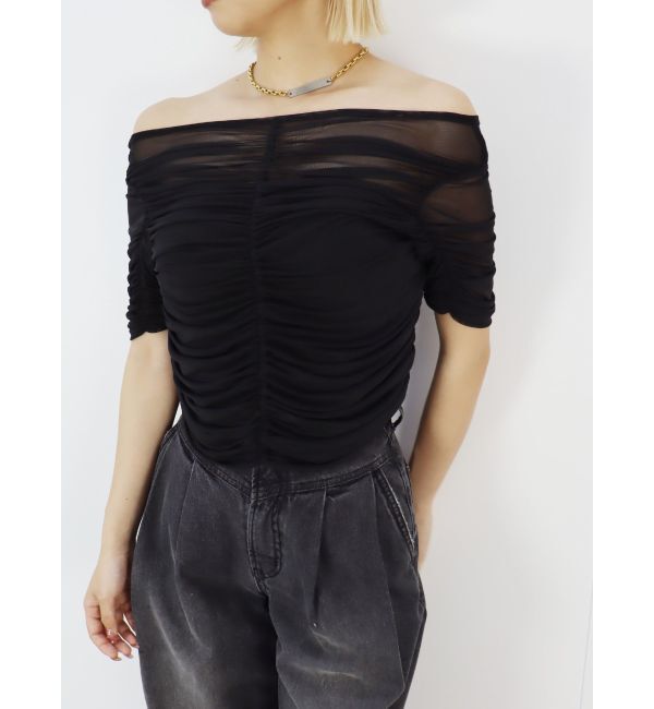 EVRIS「チュールギャザートップス」|Tシャツ・カットソー|