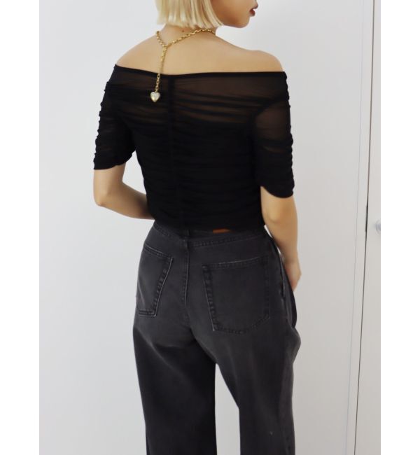 EVRIS「チュールギャザートップス」|Tシャツ・カットソー|