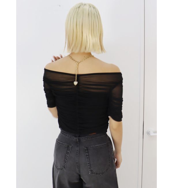 EVRIS「チュールギャザートップス」|Tシャツ・カットソー|