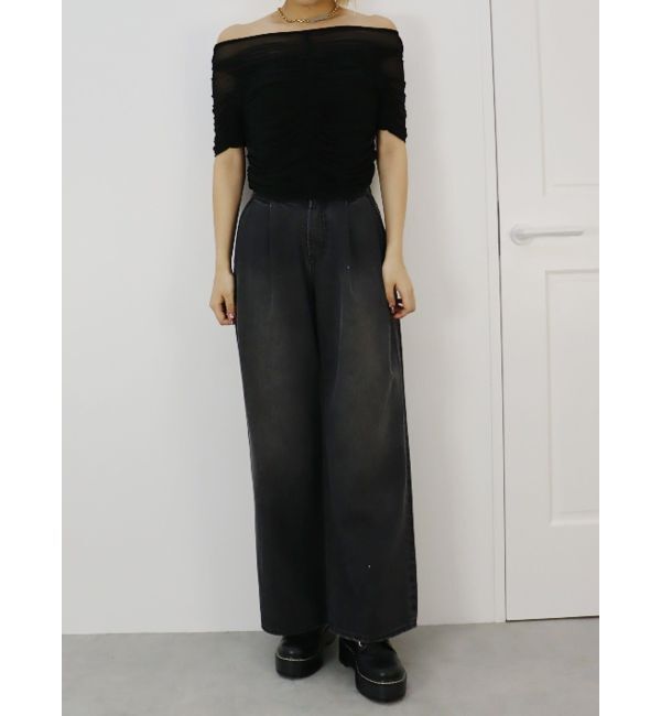 EVRIS「チュールギャザートップス」|Tシャツ・カットソー|