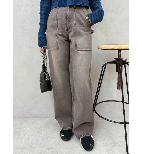 EVRIS「リベットペインターワイドデニムパンツ」|デニム|