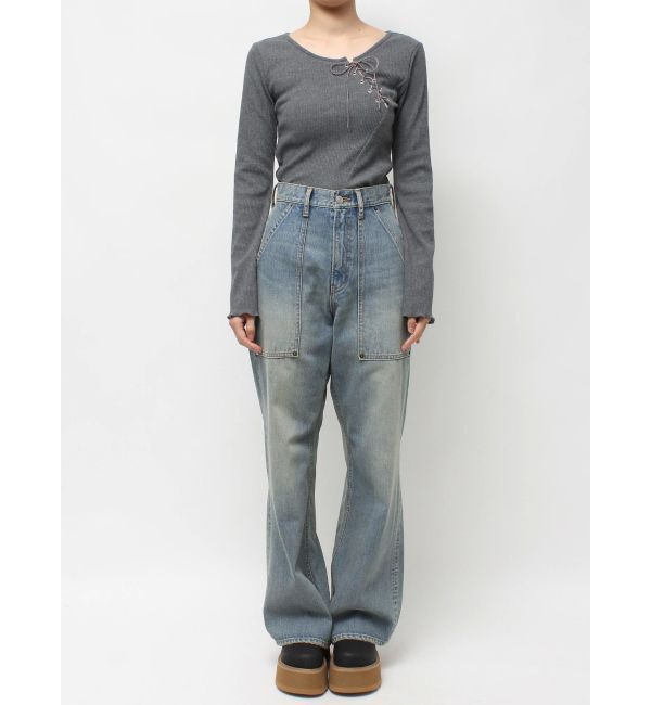 EVRIS「リベットペインターワイドデニムパンツ」|デニム|