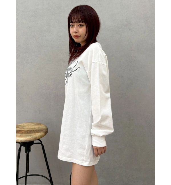 EVRIS「オーバーサイズラインストーングラフィックロンT」|Tシャツ・カットソー|