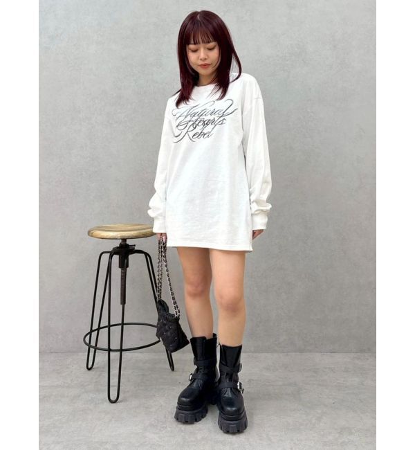 EVRIS「オーバーサイズラインストーングラフィックロンT」|Tシャツ・カットソー|