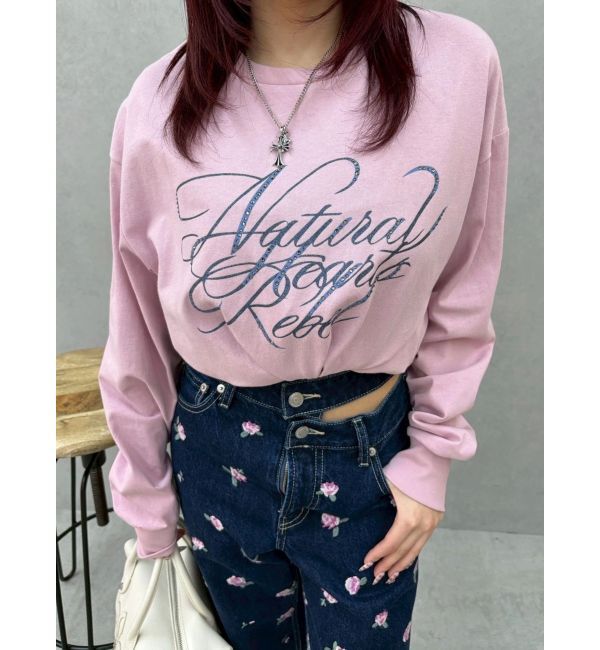 EVRIS「オーバーサイズラインストーングラフィックロンT」|Tシャツ・カットソー|