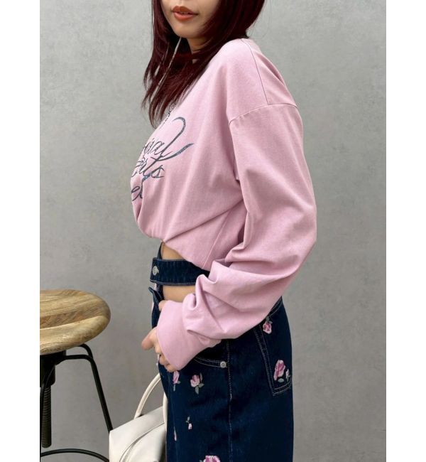 EVRIS「オーバーサイズラインストーングラフィックロンT」|Tシャツ・カットソー|