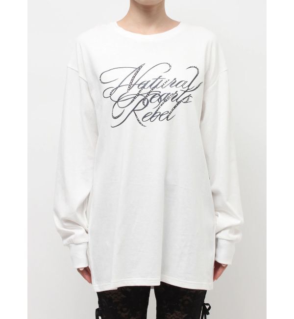 EVRIS「オーバーサイズラインストーングラフィックロンT」|Tシャツ・カットソー|