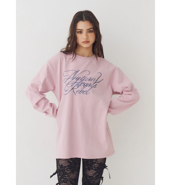 EVRIS「オーバーサイズラインストーングラフィックロンT」|Tシャツ・カットソー|