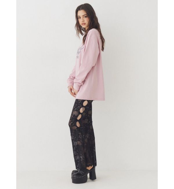 EVRIS「オーバーサイズラインストーングラフィックロンT」|Tシャツ・カットソー|