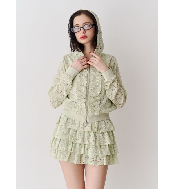 jouetie「レースクロップドZIPフーディー【セットアップ対応】」|その他|グリーン