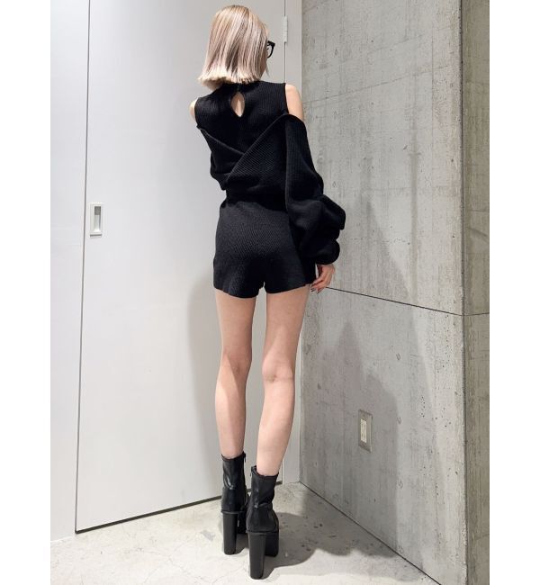 GYDA「アームギャザーレイヤードニットロンパース」|オールインワン|