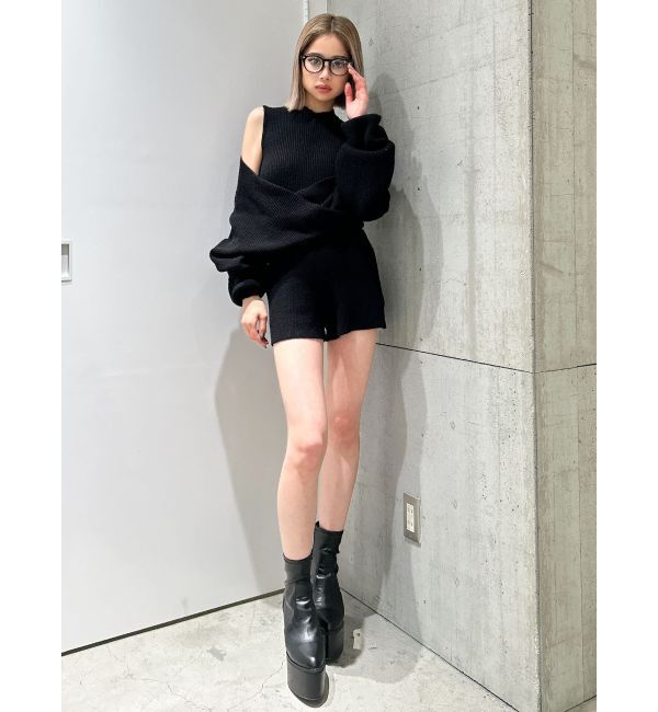 GYDA「アームギャザーレイヤードニットロンパース」|オールインワン|