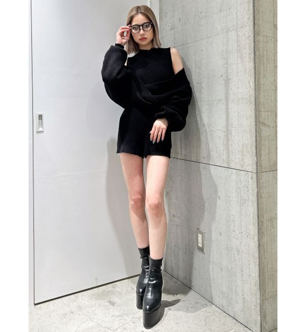 GYDA「アームギャザーレイヤードニットロンパース」|オールインワン|