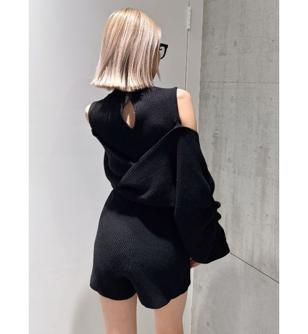 GYDA「アームギャザーレイヤードニットロンパース」|オールインワン|
