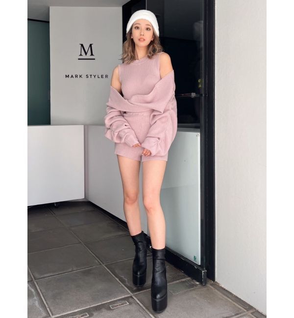 GYDA「アームギャザーレイヤードニットロンパース」|オールインワン|