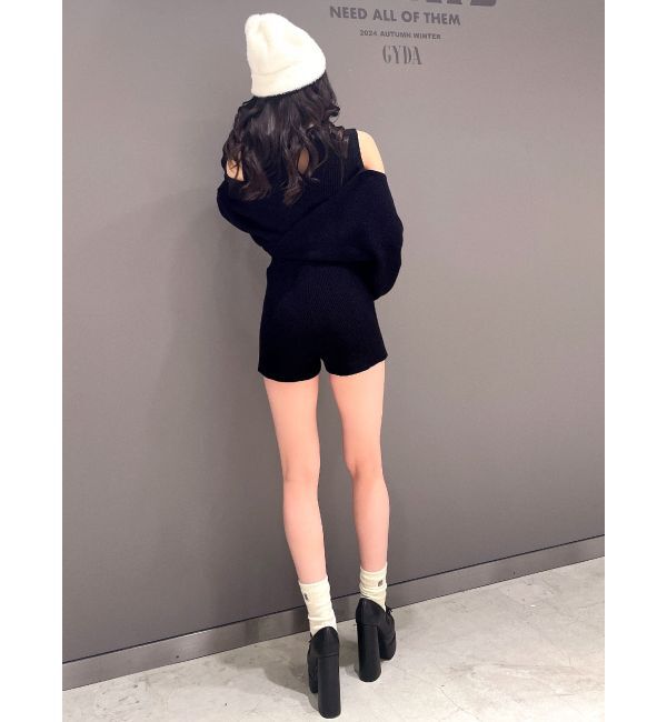 GYDA「アームギャザーレイヤードニットロンパース」|オールインワン|