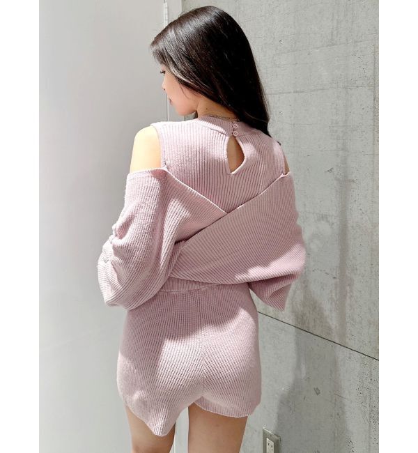 GYDA「アームギャザーレイヤードニットロンパース」|オールインワン|