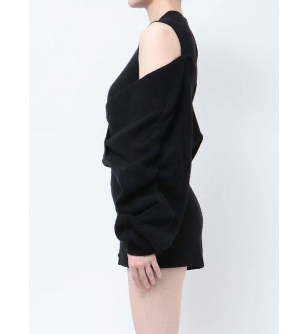 GYDA「アームギャザーレイヤードニットロンパース」|オールインワン|