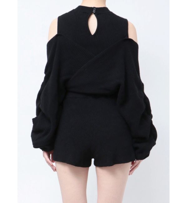 GYDA「アームギャザーレイヤードニットロンパース」|オールインワン|