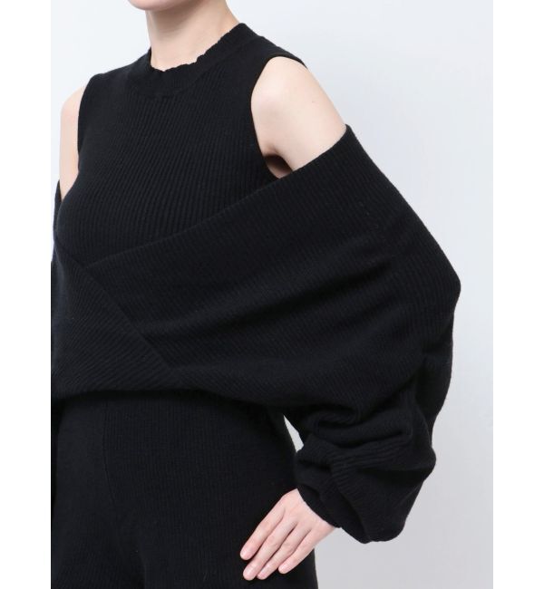 GYDA「アームギャザーレイヤードニットロンパース」|オールインワン|