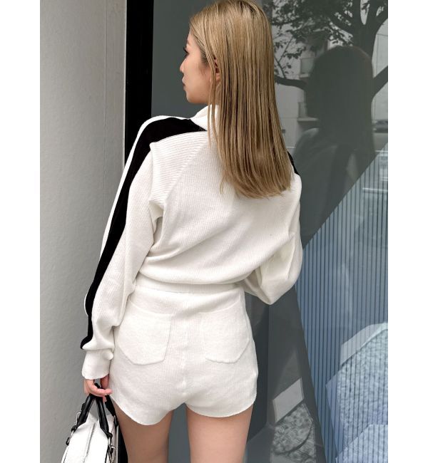 GYDA「ラインスリーブニットロンパース」|オールインワン|