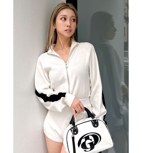 GYDA「ラインスリーブニットロンパース」|オールインワン|