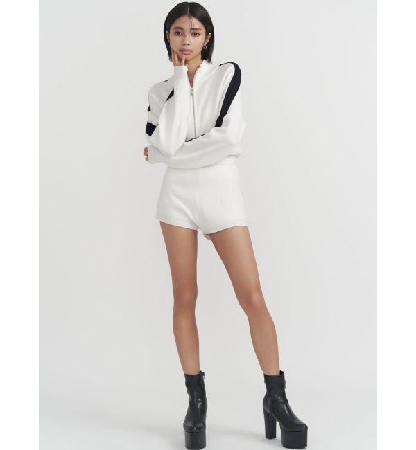 GYDA「ラインスリーブニットロンパース」|オールインワン|