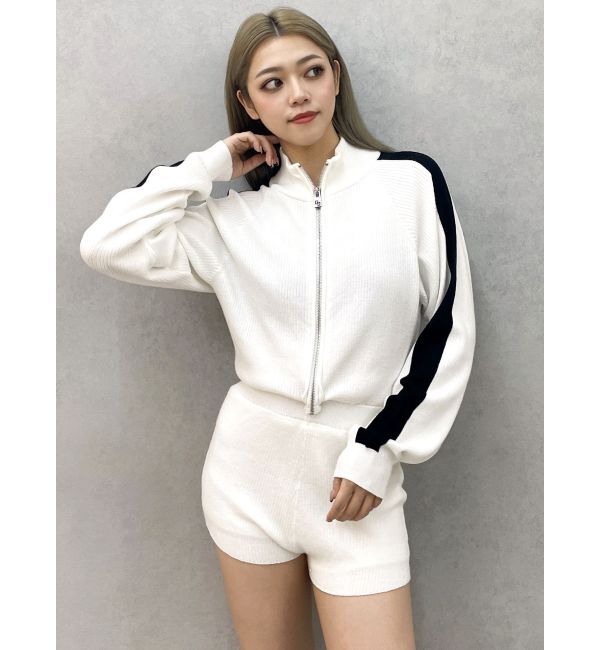 GYDA「ラインスリーブニットロンパース」|オールインワン|