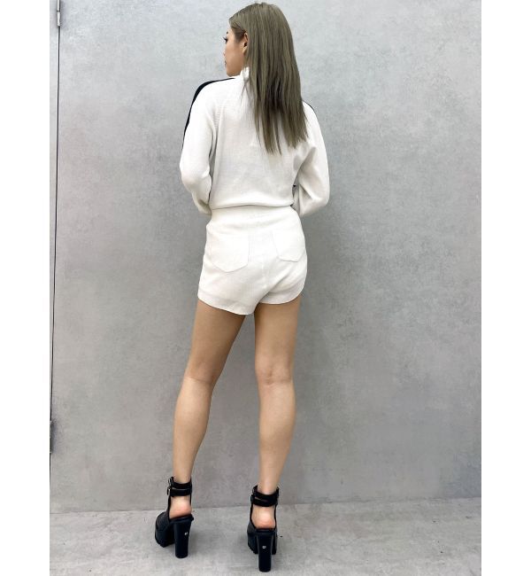 GYDA「ラインスリーブニットロンパース」|オールインワン|