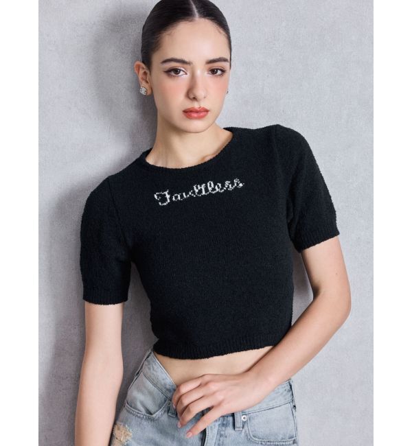 GYDA「Faultless パイルニットトップス」|ニット・セーター|ブラック