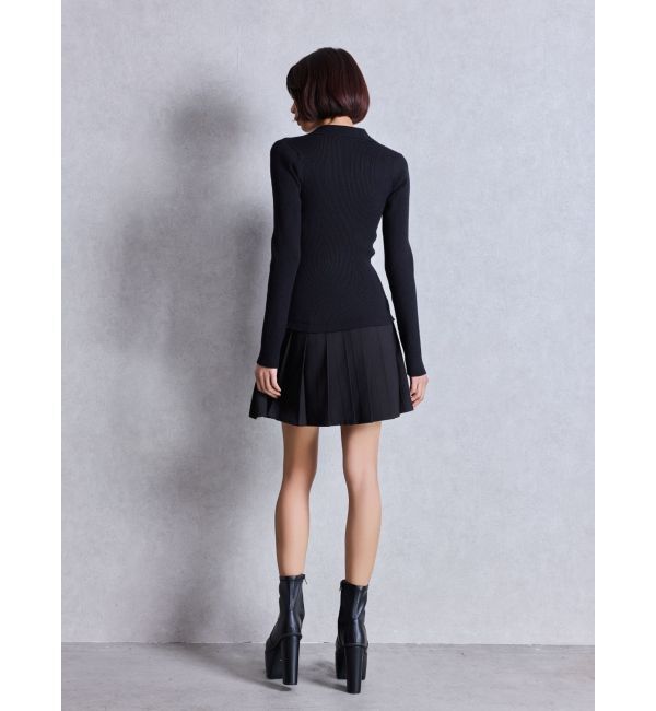 GYDA「Mix material プリーツスカートニットワンピース」|ワンピース|