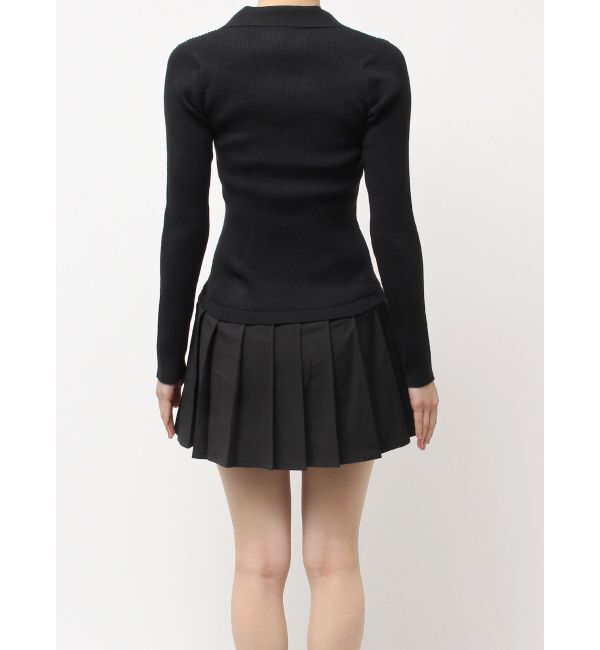 GYDA「Mix material プリーツスカートニットワンピース」|ワンピース|