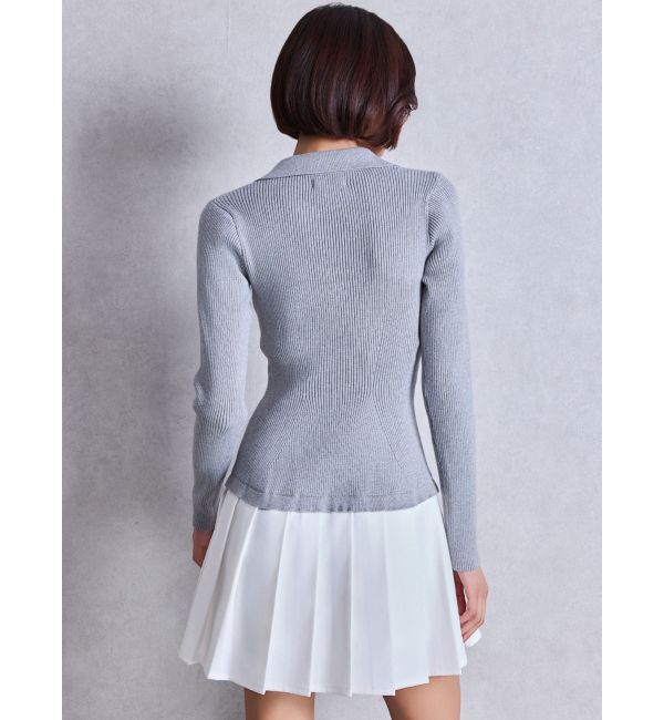GYDA「Mix material プリーツスカートニットワンピース」|ワンピース|