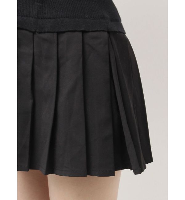 GYDA「Mix material プリーツスカートニットワンピース」|ワンピース|