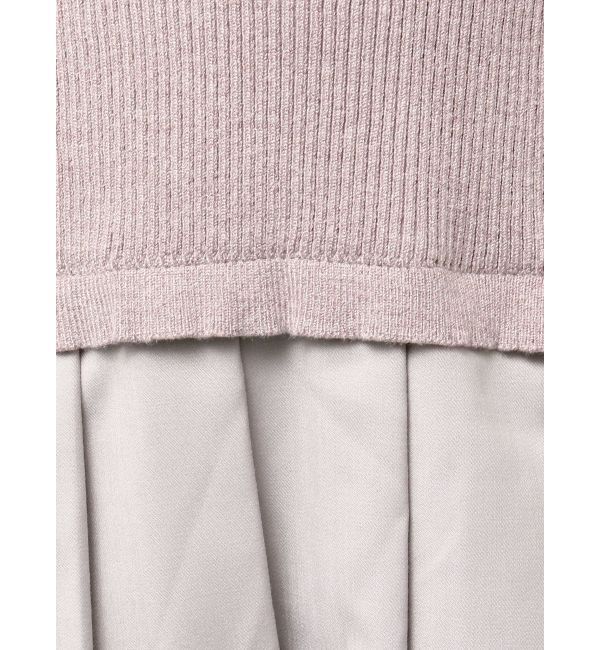 GYDA「Mix material プリーツスカートニットワンピース」|ワンピース|