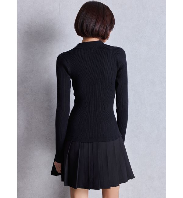 GYDA「Mix material プリーツスカートニットワンピース」|ワンピース|