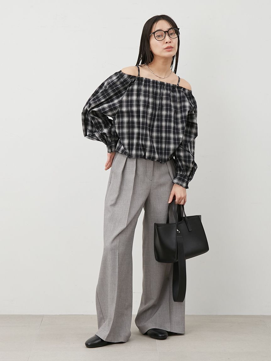 Mila Owen「フラップデザイン2タックワイドパンツ」|チノ|