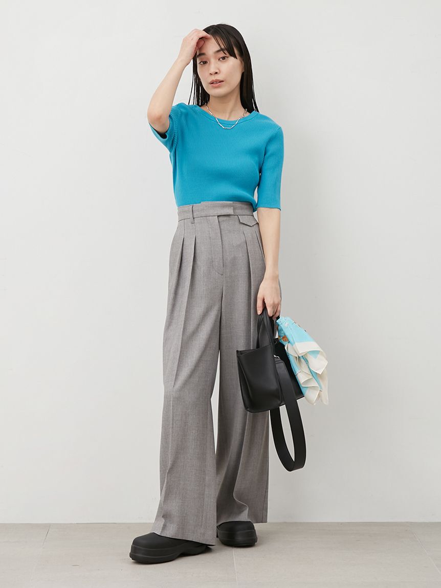 Mila Owen「フラップデザイン2タックワイドパンツ」|チノ|
