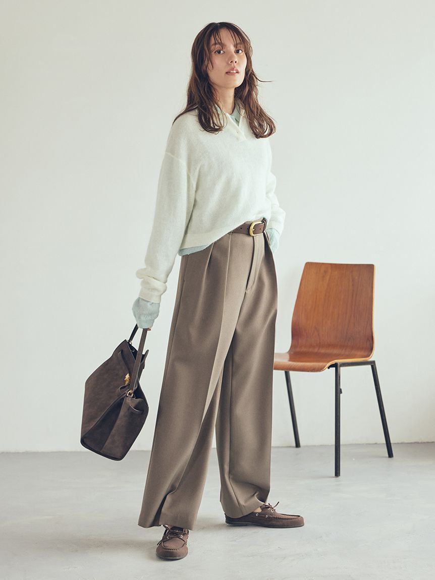 Mila Owen「ウエストベルトタックワイドパンツ」|チノ|