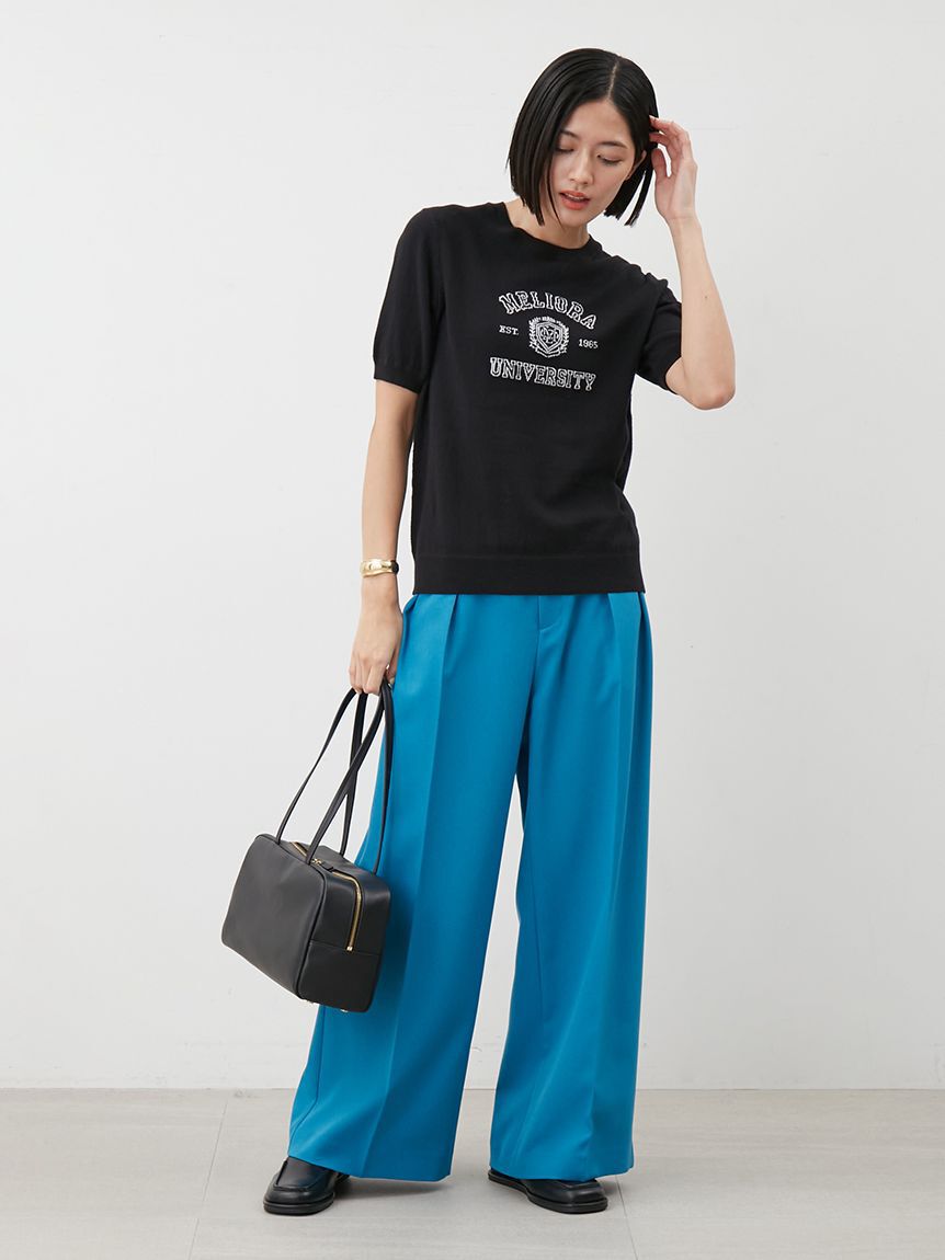 Mila Owen「ウエストベルトタックワイドパンツ」|チノ|