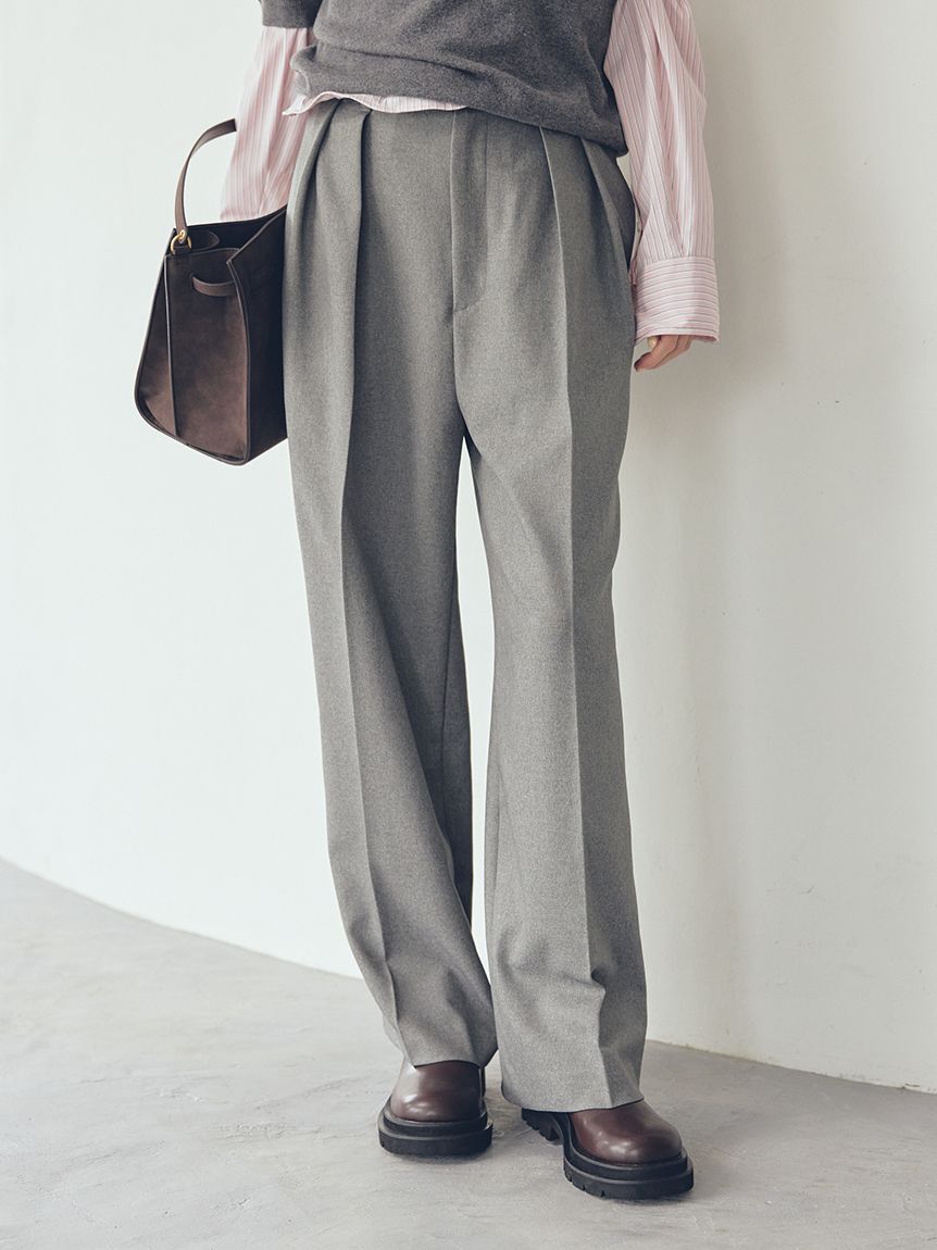 Mila Owen「ウエストベルトタックワイドパンツ」|チノ|